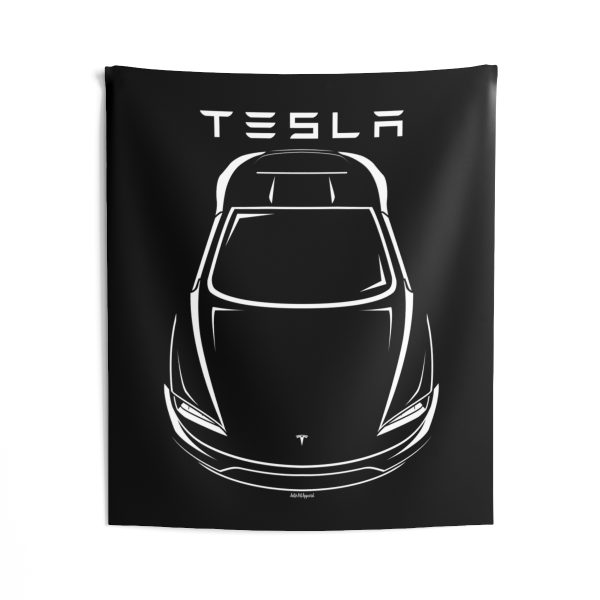 Tesla Roadster 2nd gen Tapestry 50 x 60 inch by Auto Art Apparel