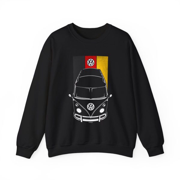 Volkswagen Type 2 Sweatshirt - Germany Flag Crewneck Black by Auto Art Apparel