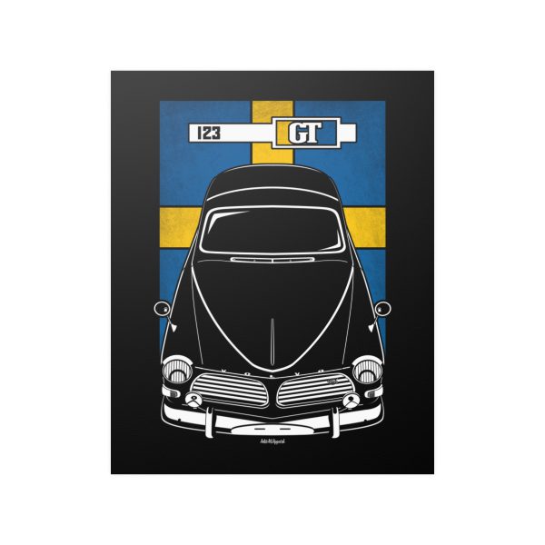 Volvo 123GT Poster - Sweden Flag Print 16 x 20 inch by Auto Art Apparel
