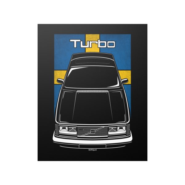 Volvo 242 Turbo Evolution Poster - Sweden Flag Print 16 x 20 inch by Auto Art Apparel