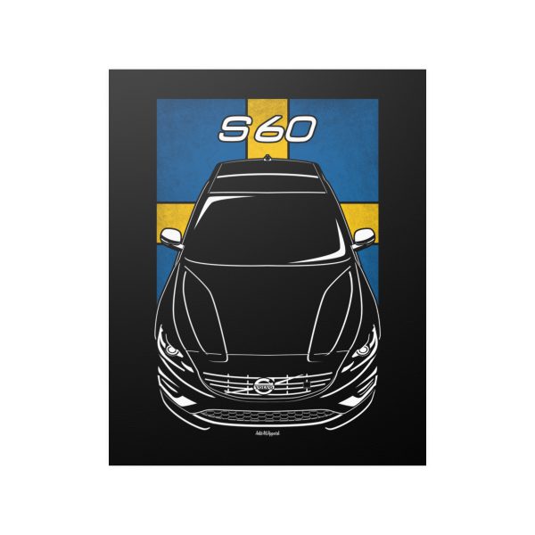 Volvo S60 2014-2018 Poster - Sweden Flag Print 16 x 20 inch by Auto Art Apparel