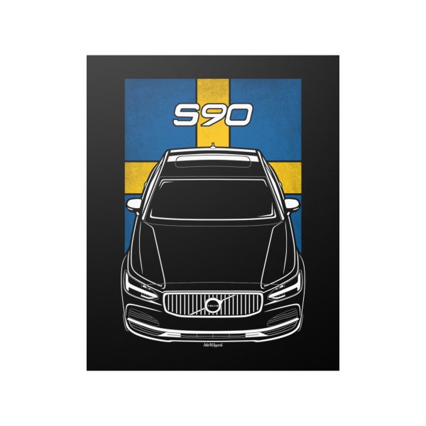 Volvo S90 2020-2024 Poster - Sweden Flag Print 16 x 20 inch by Auto Art Apparel