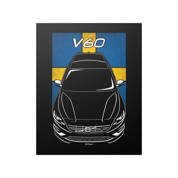 Volvo V60 2014-2018 Poster - Sweden Flag Print 16 x 20 inch by Auto Art Apparel