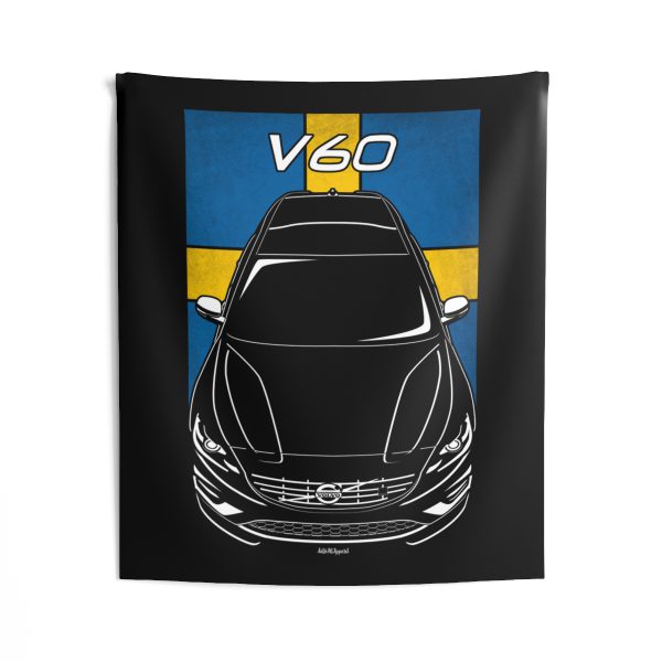 Volvo V60 2014-2018 Tapestry - Sweden Flag Wall Art 50 x 60 inch by Auto Art Apparel