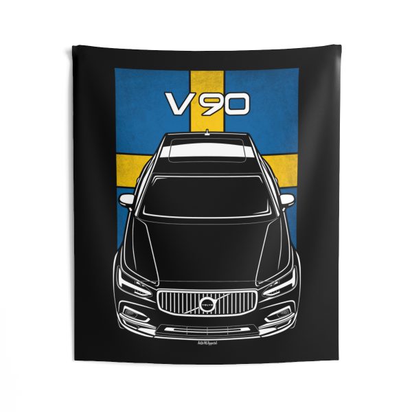 Volvo V90 2020-2024 Tapestry - Sweden Flag Wall Art 50 x 60 inch by Auto Art Apparel